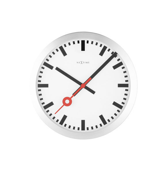 Nextime NE-3998ST wall clock, diameter 19 cm, brushed aluminum, 'station'