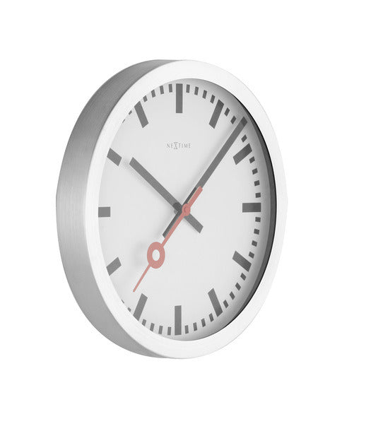 Nextime NE-3998ST wall clock, diameter 19 cm, brushed aluminum, 'station'
