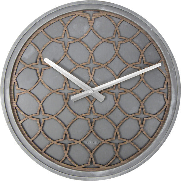 NEXIME NE-3212BR Slide per orologio da parete. 39,5 cm, legno di polyresina, grigio