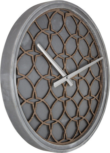 NEXIME NE-3212BR Slide per orologio da parete. 39,5 cm, legno di polyresina, grigio