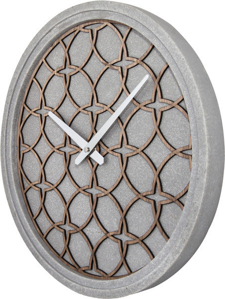 NEXIME NE-3212BR Slide per orologio da parete. 39,5 cm, legno di polyresina, grigio