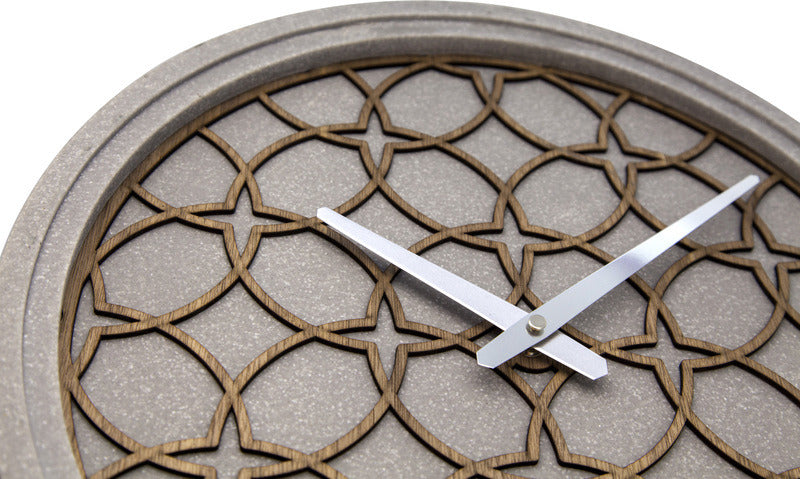 NEXIME NE-3212BR Slide per orologio da parete. 39,5 cm, legno di polyresina, grigio