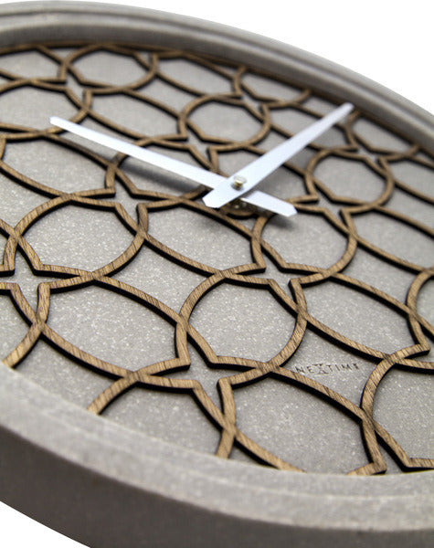 NEXIME NE-3212BR Slide per orologio da parete. 39,5 cm, legno di polyresina, grigio