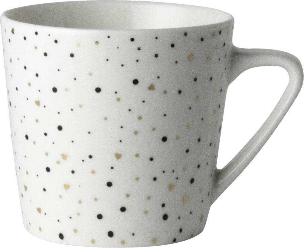Hollandsk rose loft sort og hvid kaffekrus hvid med glitter 20cl
