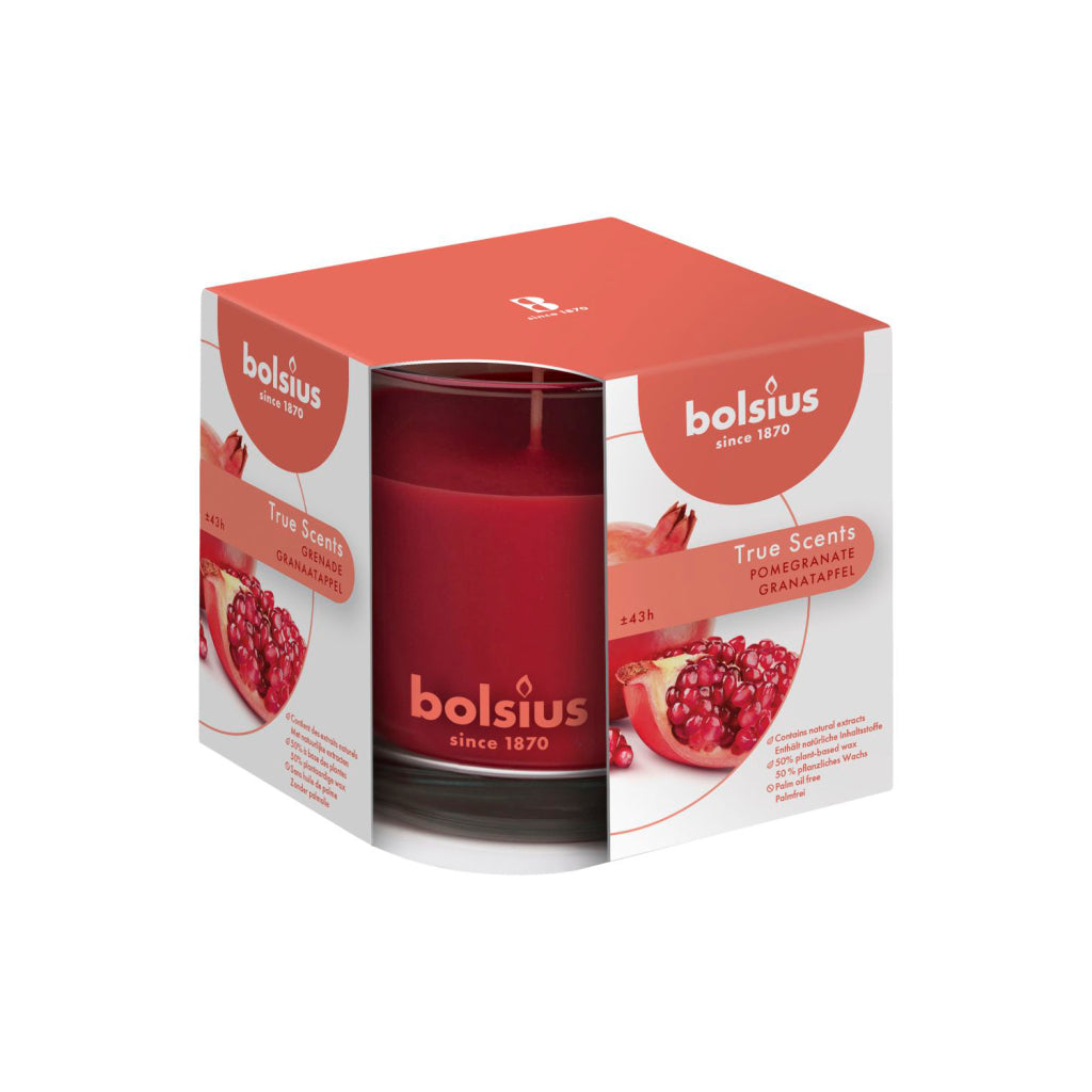 Bolsius scented candle in glass pomegranate 95x95 true scents