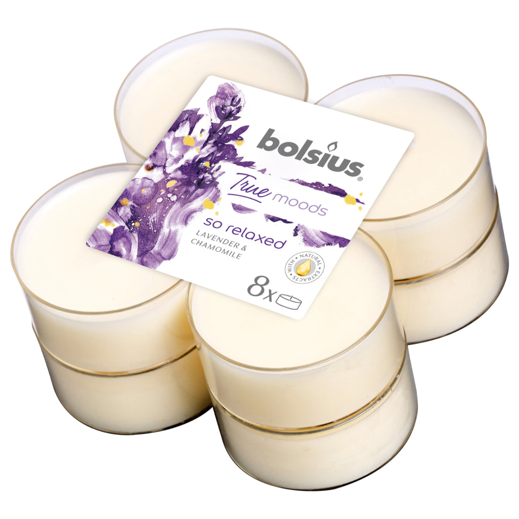 Bolsius True Moods Maxilichten Lavendel-Kamille 8 stycken