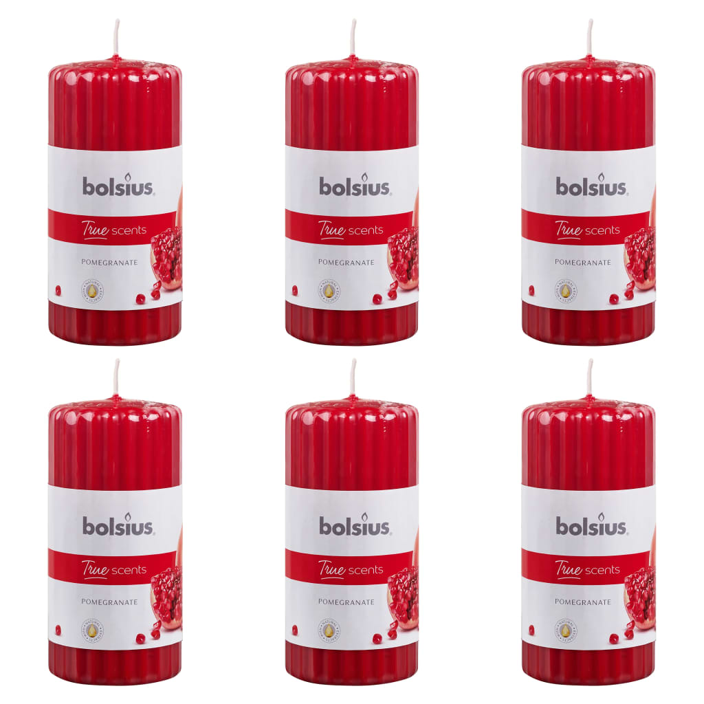 Bolsius Bolsius scented candles ribbed 6 pcs 120x58 mm pomegranate