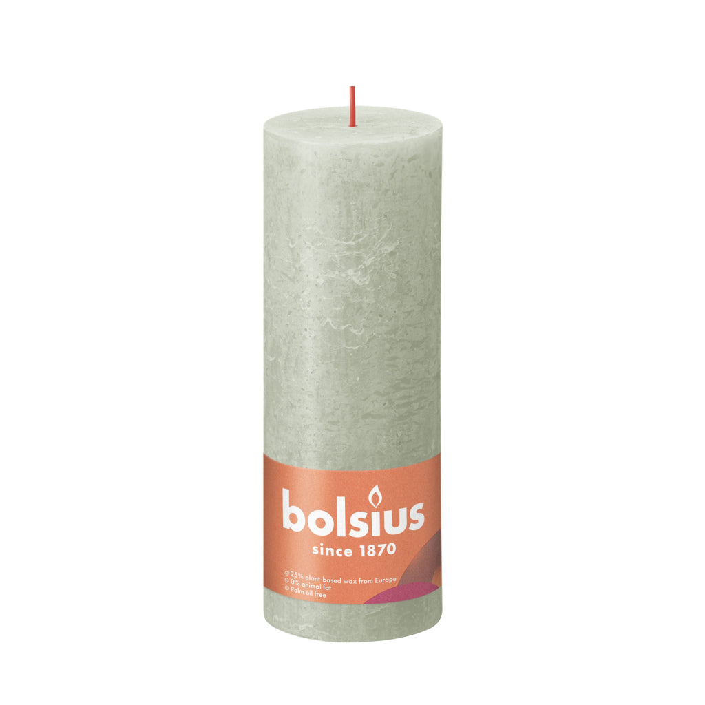 Bolsius rustic pillar candle light green 19x6.8 cm