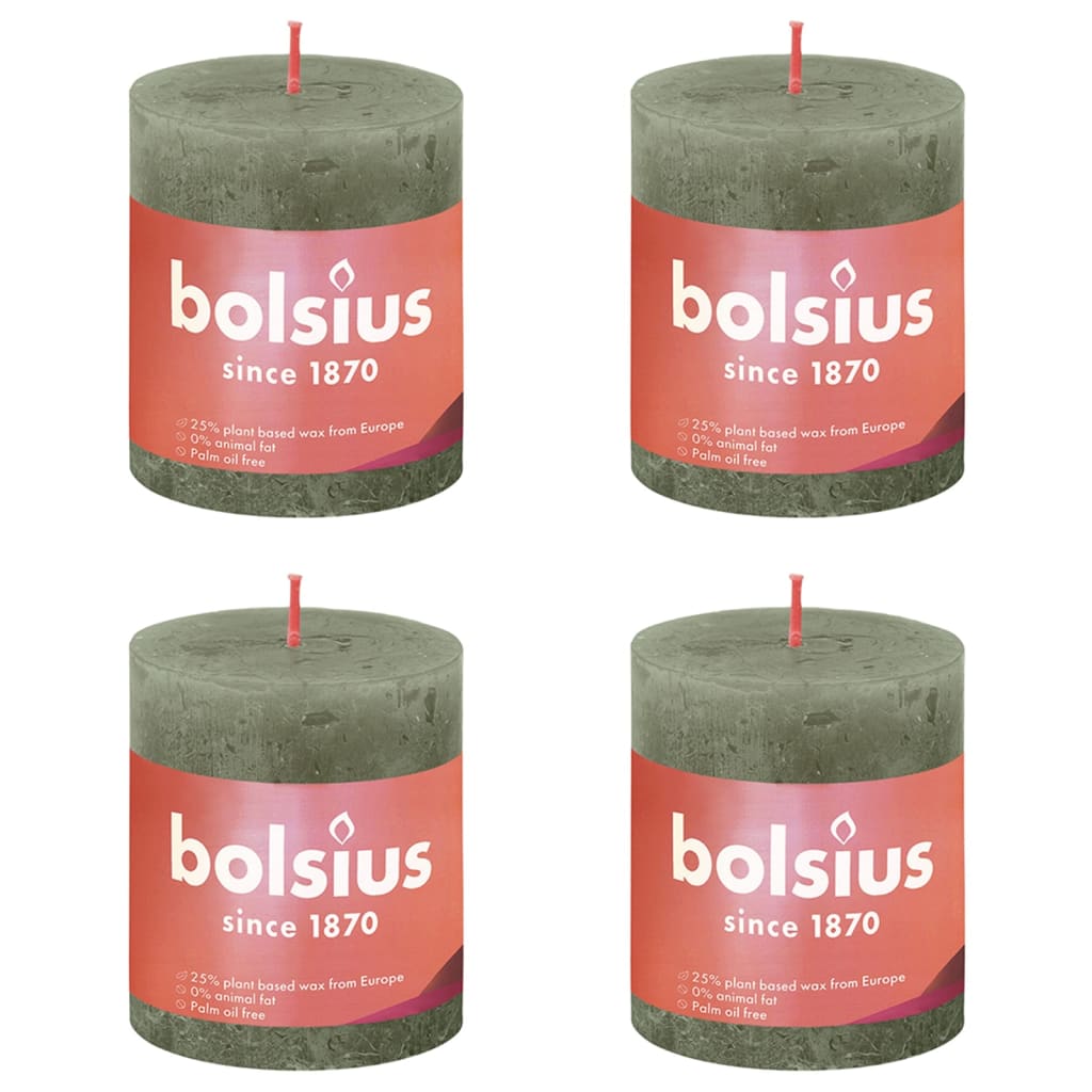 Bolsius Bolsius Stollen Shine 4 St Rustic 80x68 mm Olivo fresco colorato