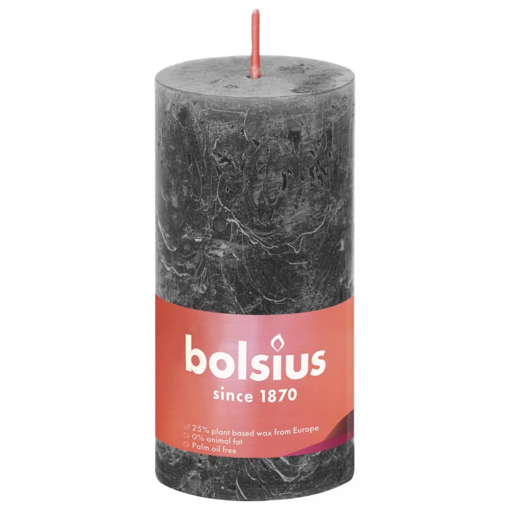 Bolsius Bolsius Stubbares Shine 8 st rústico 100x50 mm de tormenta gris