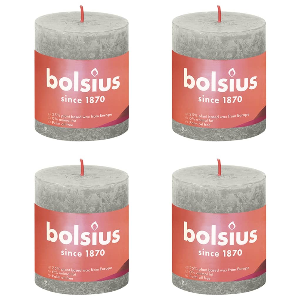 Bolsius Bolsius Stollen Shine 4 ST Rustic 80x68 mm piasek szary