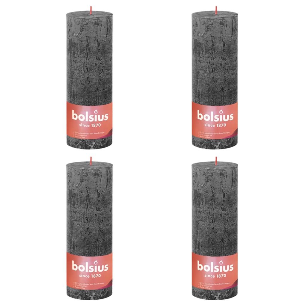 Bolsius Bolsius Stollen SHINE 4 ST Rustiek 190x68 mm storm gray