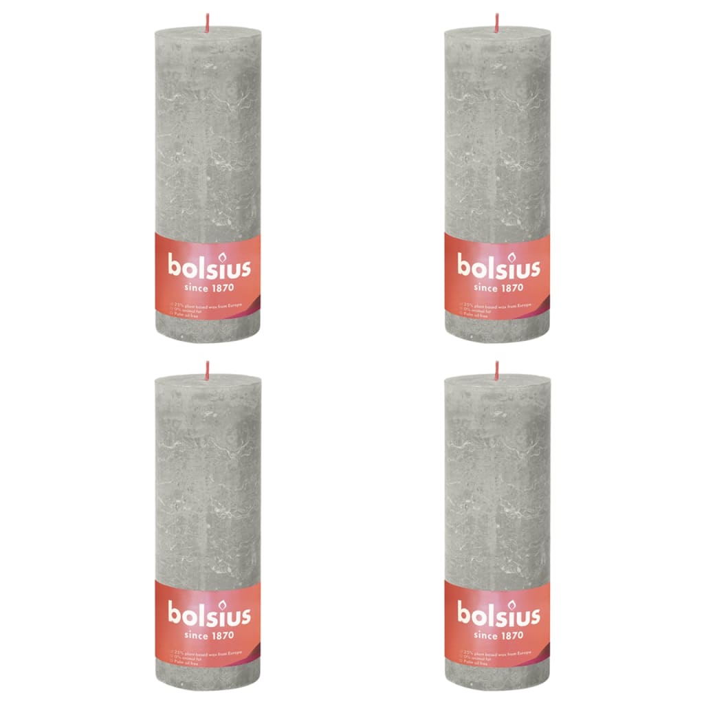 Bolsius Bolsius Stollen Shine 4 St Rustiek 190x68 mm sandgrå