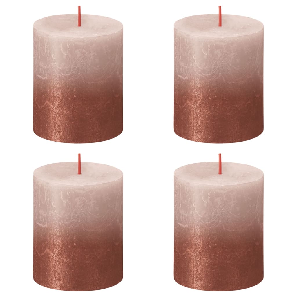 De Bolsius Bolschius Stoller Sonnenënnergank 4 St RustieK 80x68 mm Mësstraut -pink an Amber