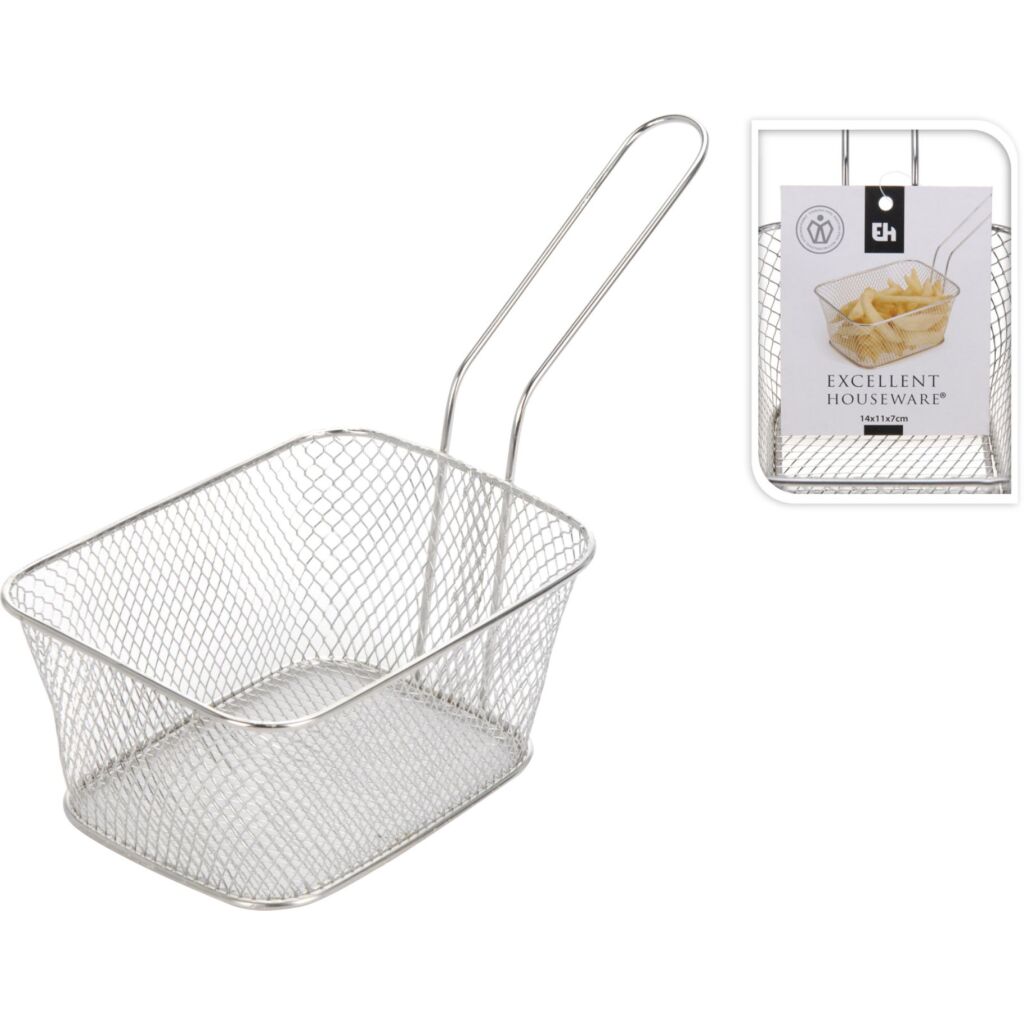 Excellent Houseware Kuerf Fritten Edelstol mat Grëff | 6 Stéck