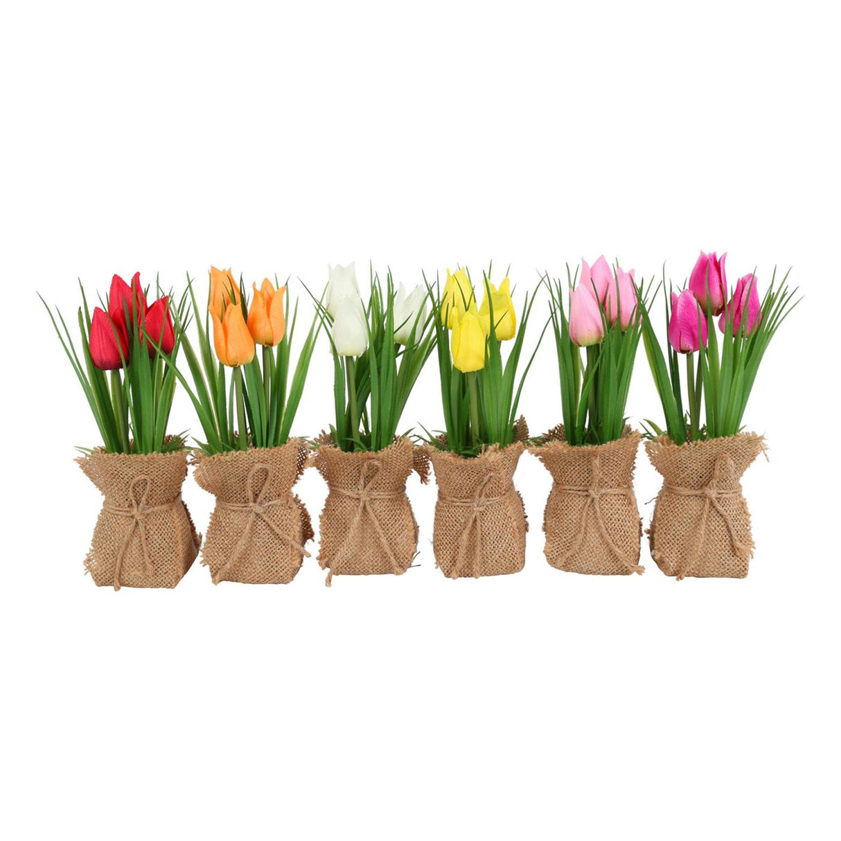 Countryfield kunstbloem in pot tulp veelkleurig h20cm