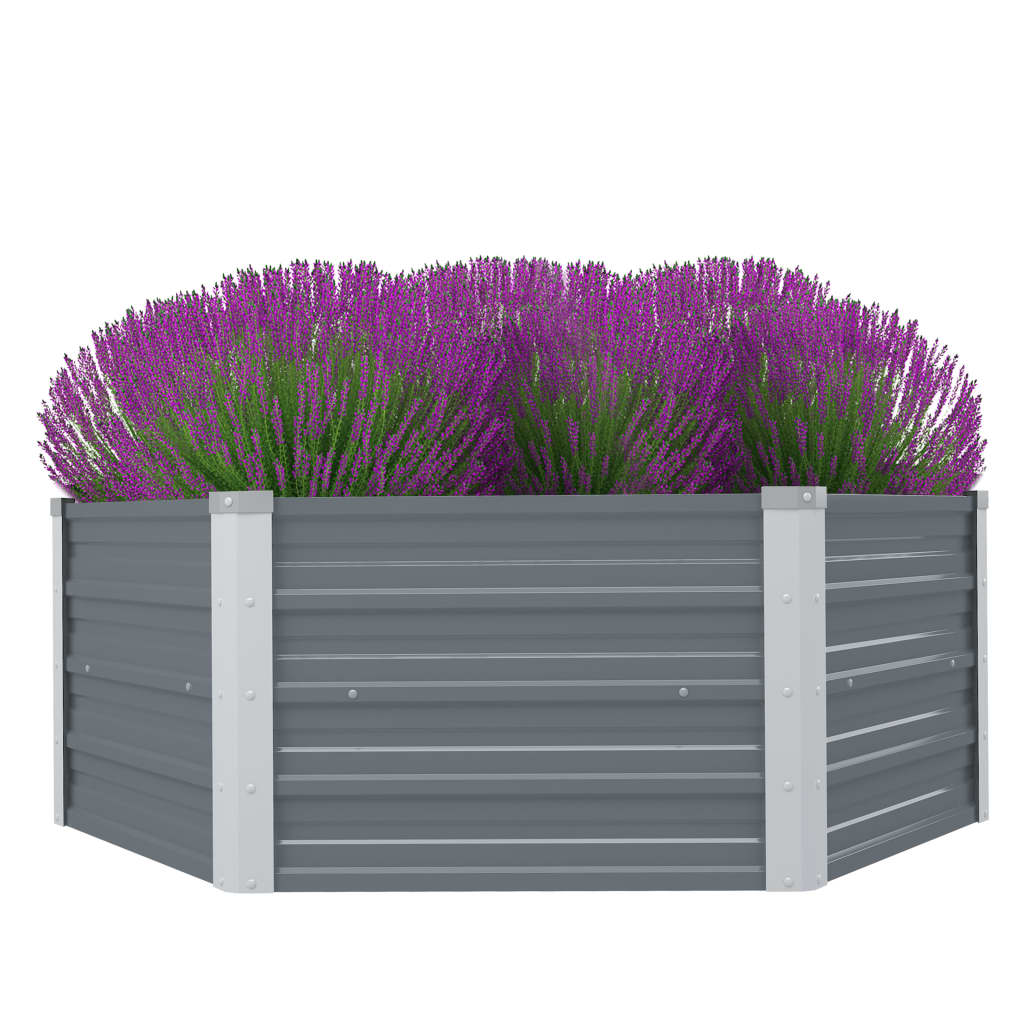 Vidaxl Raised Planter 129x129x46 cm Galvanized Steel Grey