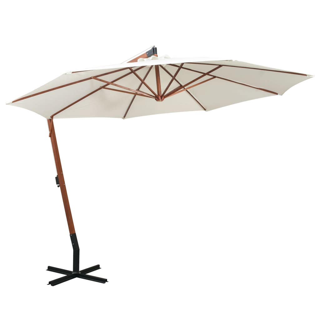 Vidaxl Parasolo galleggiante con palo di legno 350 cm bianco