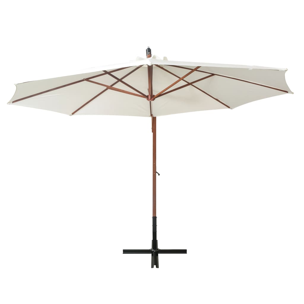 Vidaxl Cantilever Parasol with Wooden Pole 350 cm White