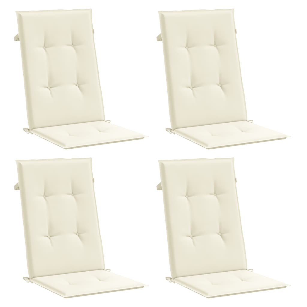 VidaXL Garden chair cushions 4 st high back 120x50x3 cm fabric cream -colored