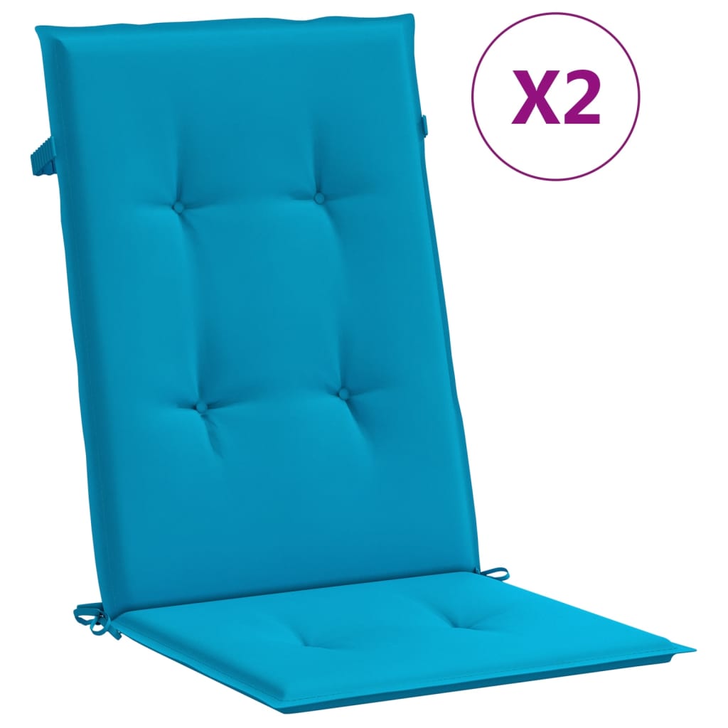 Polštáře vidaxl zahradní židle 2 st vysoká zpět 120x50x3 cm tkanina modrá