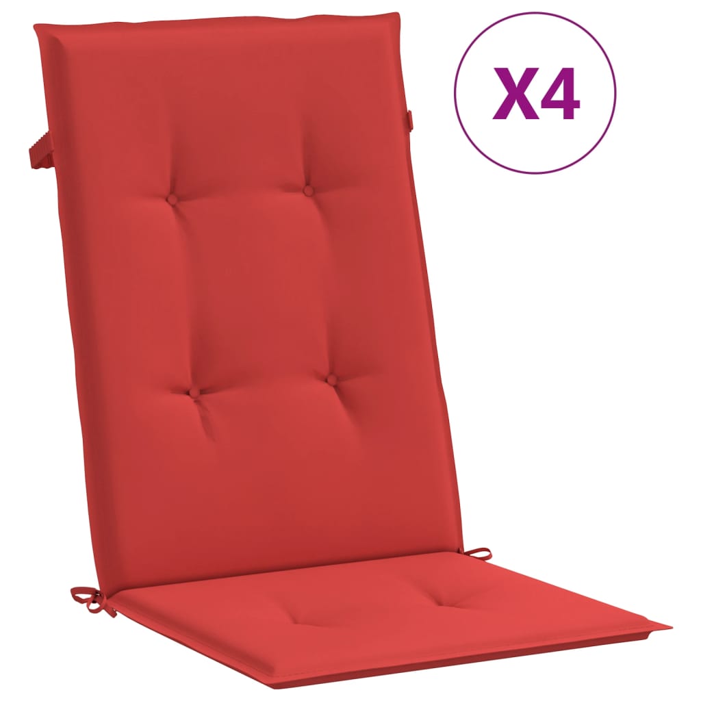 Vidaxl Garden Chair Puter 4 St High Back 120x50x3 cm stoff rød
