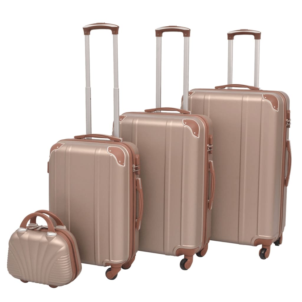 VidaXL hard rolling suitcase set champagne colored 4-dlg