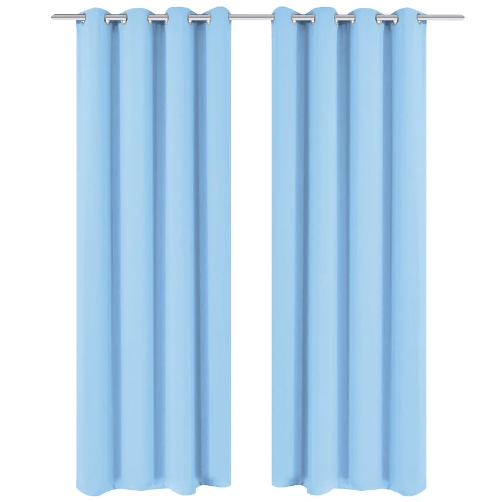 Vidaxl curtains with metal rings blackout 135x175 turquoise 2 pcs