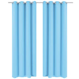 Vidaxl curtains with metal rings blackout 135x175 turquoise 2 pcs
