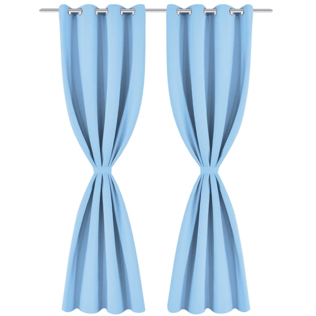 Vidaxl curtains with metal rings blackout 135x175 turquoise 2 pcs