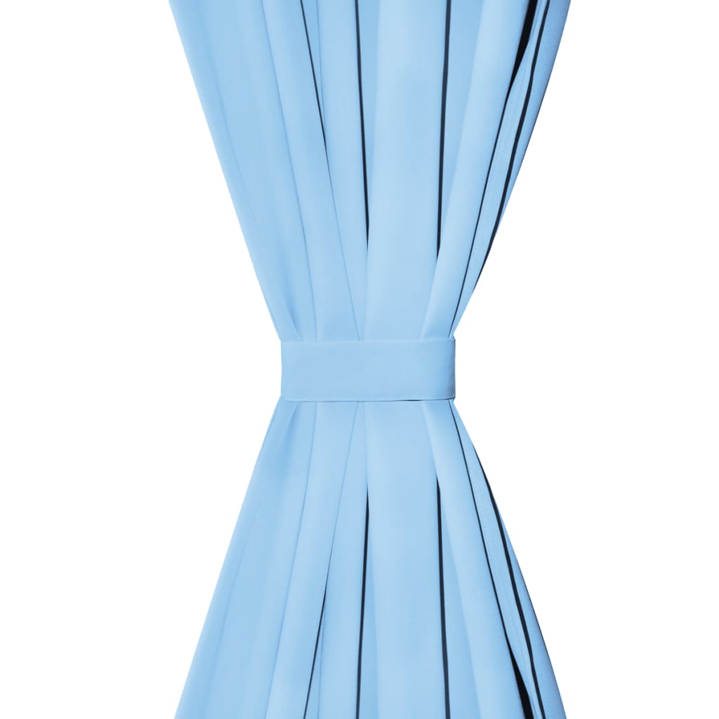Vidaxl curtains with metal rings blackout 135x175 turquoise 2 pcs