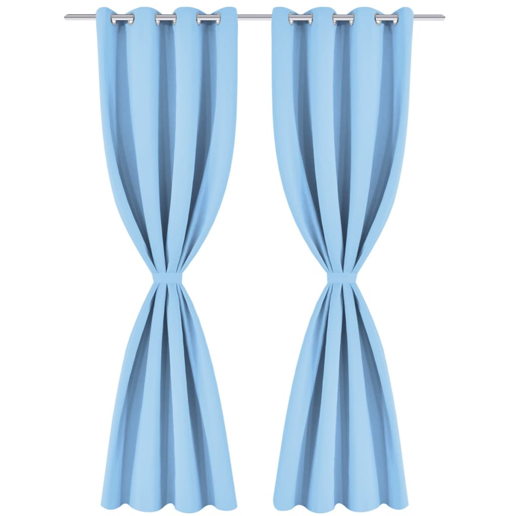 Vidaxl curtain with metal rings blackout 270x245 turquoise