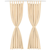 Vidaxl Micro-Satin Curtains with loops 140x175 cm Beige 2 pcs