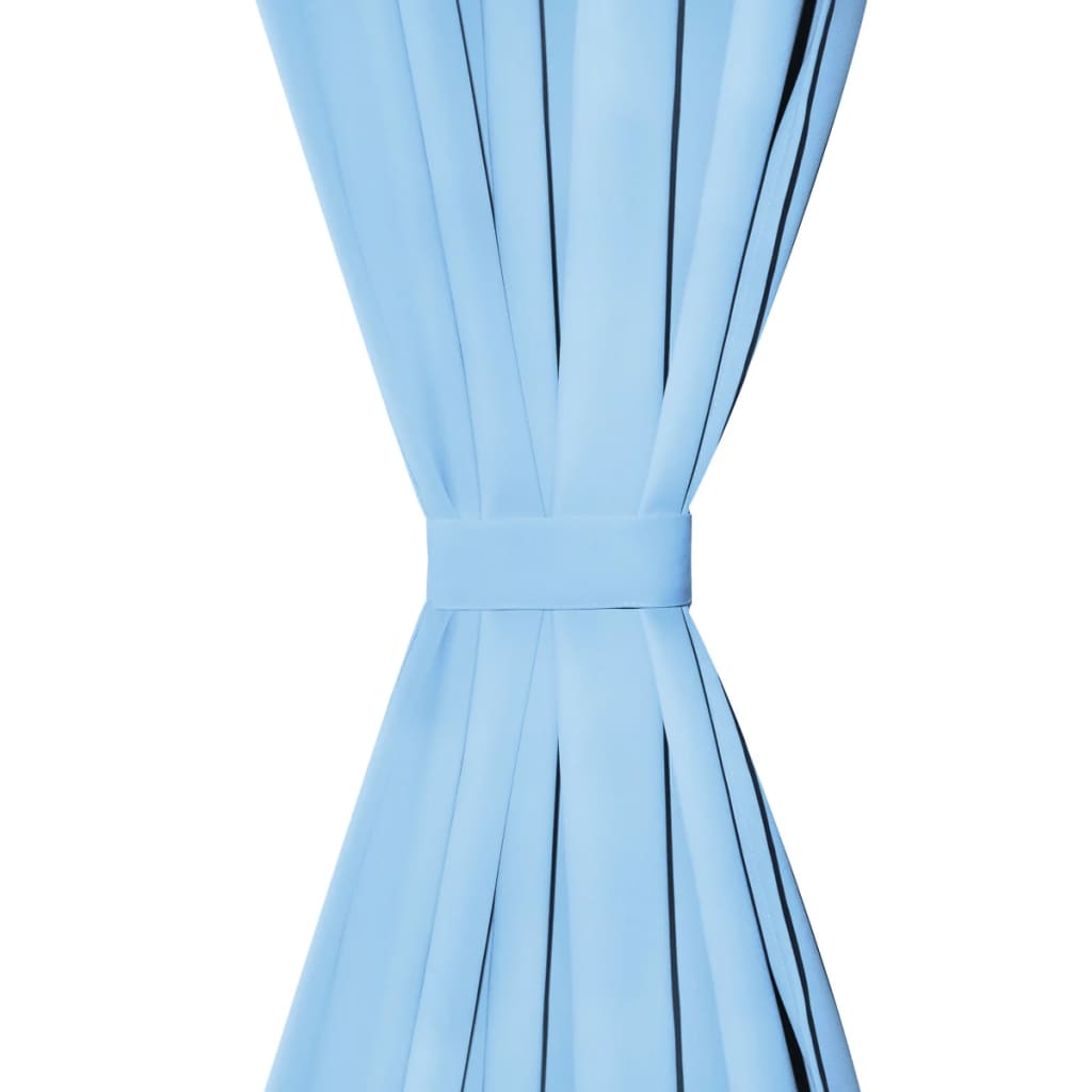 Vidaxl Micro-Satin Curtains with loops 140x175 cm Turquoise 2 sts
