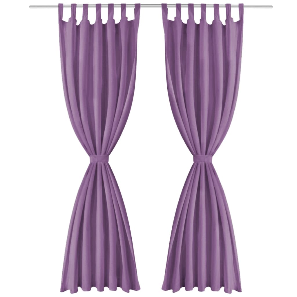 Vidaxl mikro-satin gardiner med løkker 140x175 cm lila 2 sts