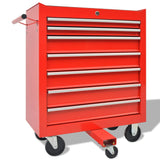 Vidaxl Tool Trolley con 1125 strumenti in acciaio rosso