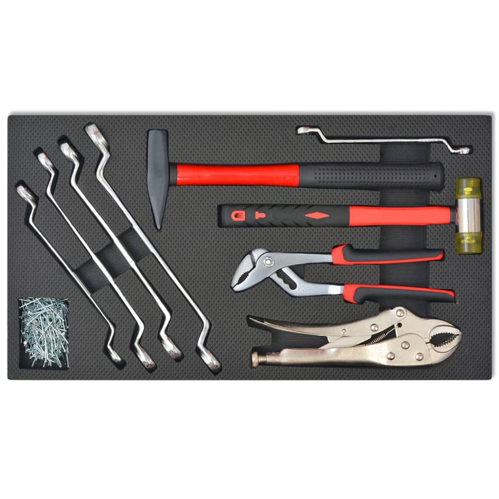 Vidaxl Tool Trolley con 1125 strumenti in acciaio rosso