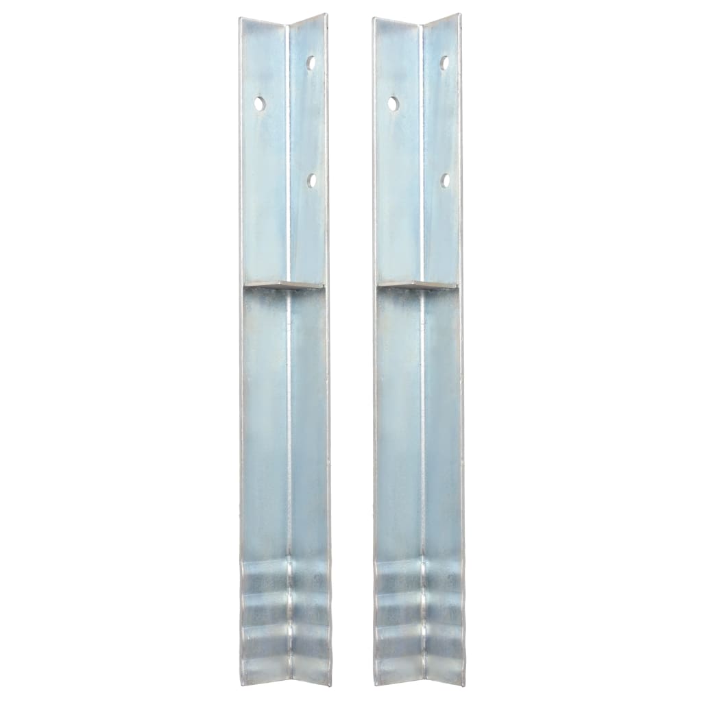 Vidaxl Buedem Anker l-geformt 5x5x50 cm galvaniséiert Stol 2 PCs