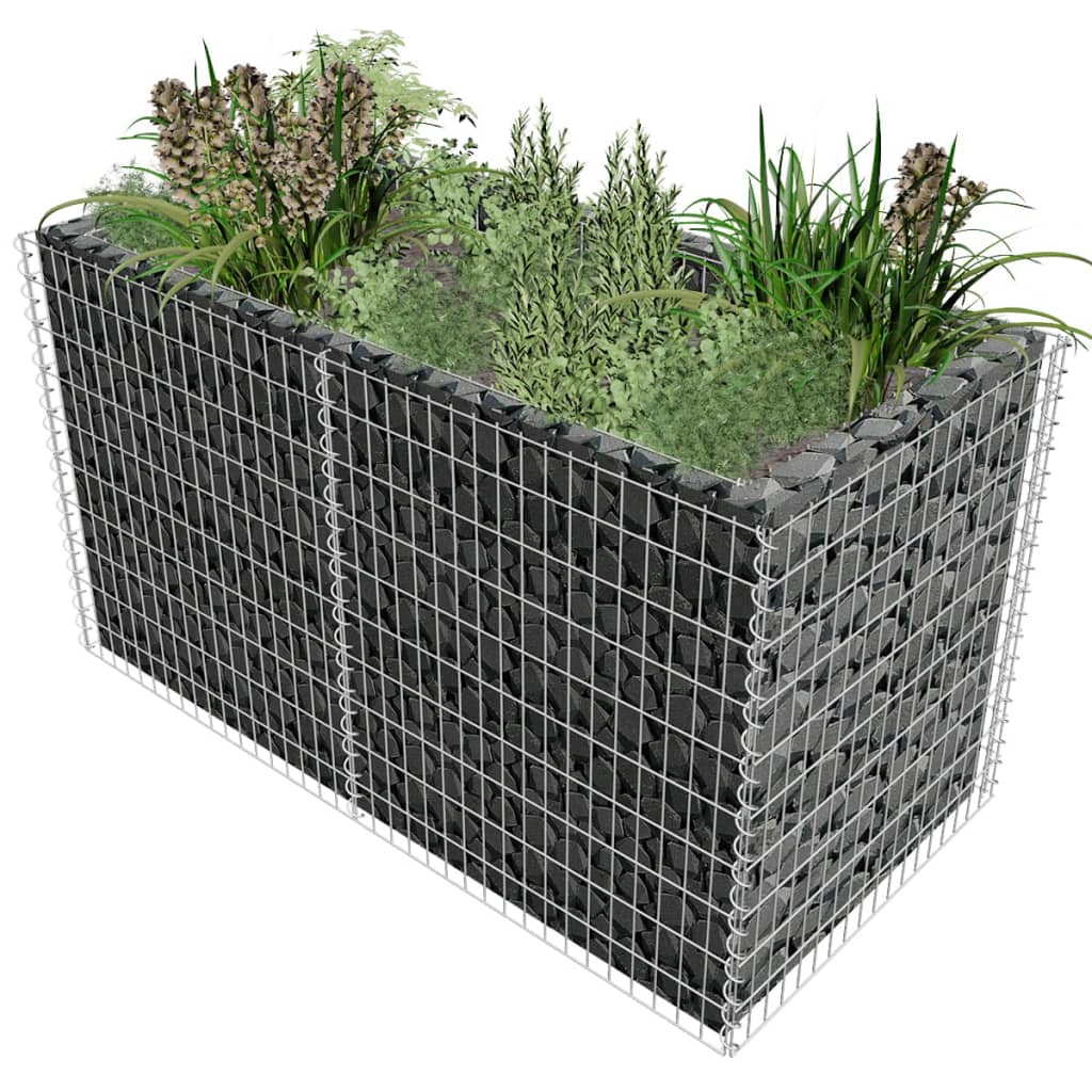 Vidaxl raised gabion planter 180x90x100 cm steel silver-colored