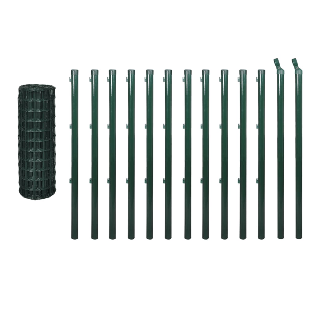 Vidaxl hek 25x1,5 m stalowy zielony
