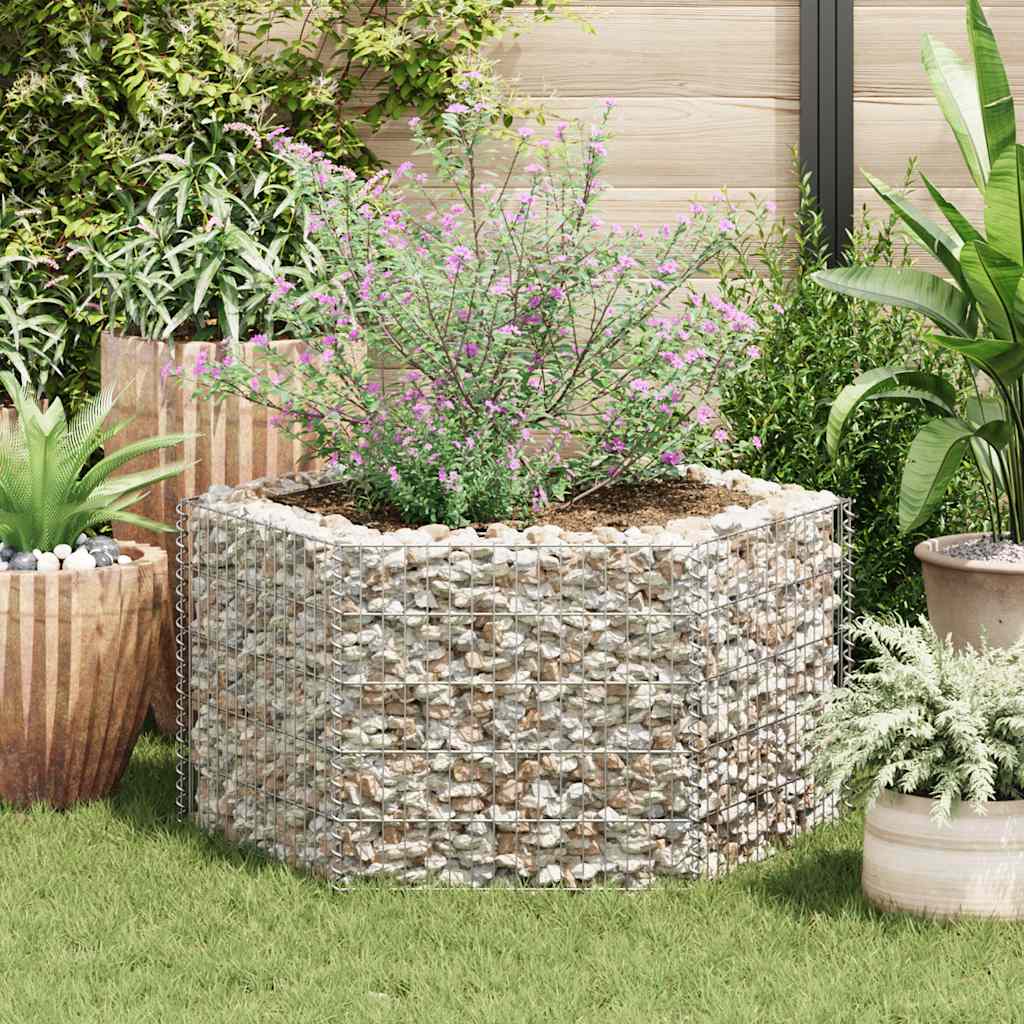 Vidaxl gabion plantenbak verhoogd zeshoekig 100x90x50 cm