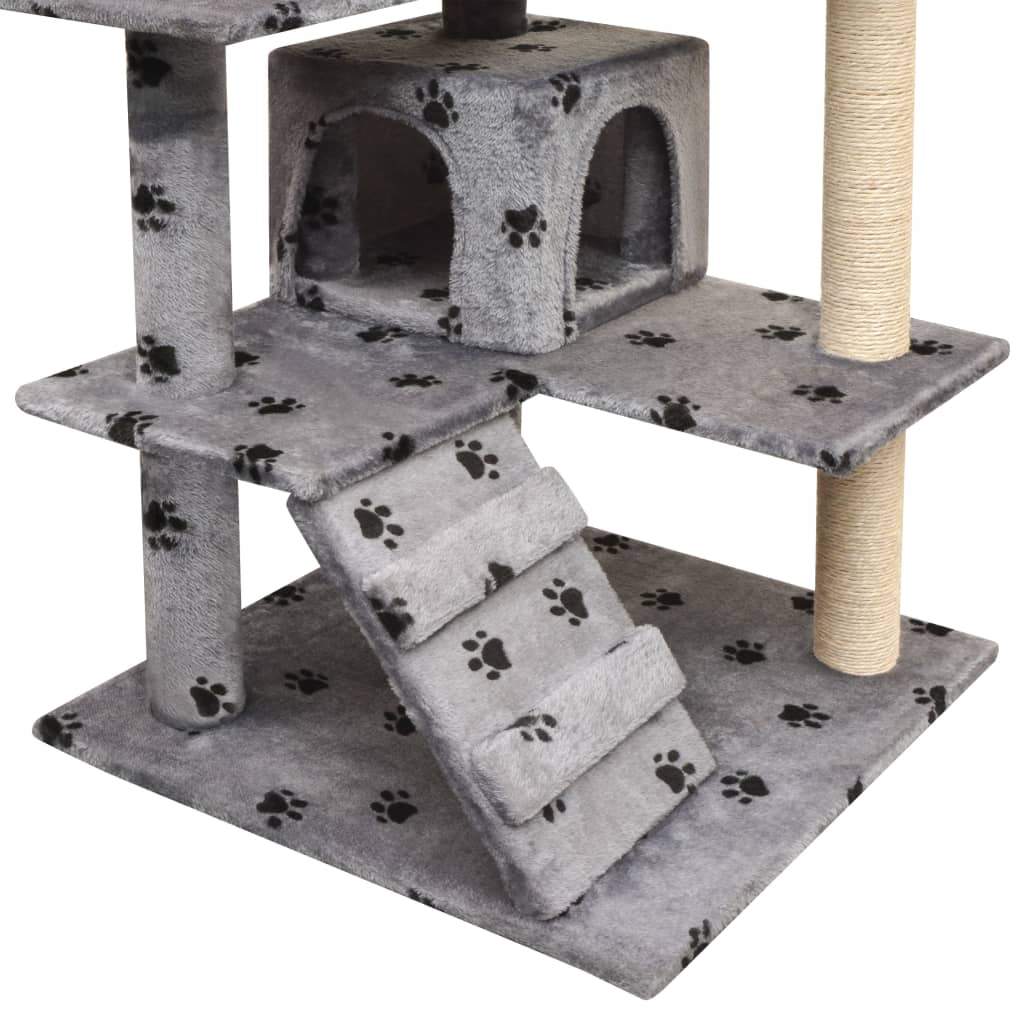 Vidaxl Cat Scrating Post z Sisal Scrating słupki 125 cm puprints szary