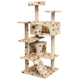 Vidaxl Cat Scratching Post med sisal skrabe poster 125 cm pootprint print beige
