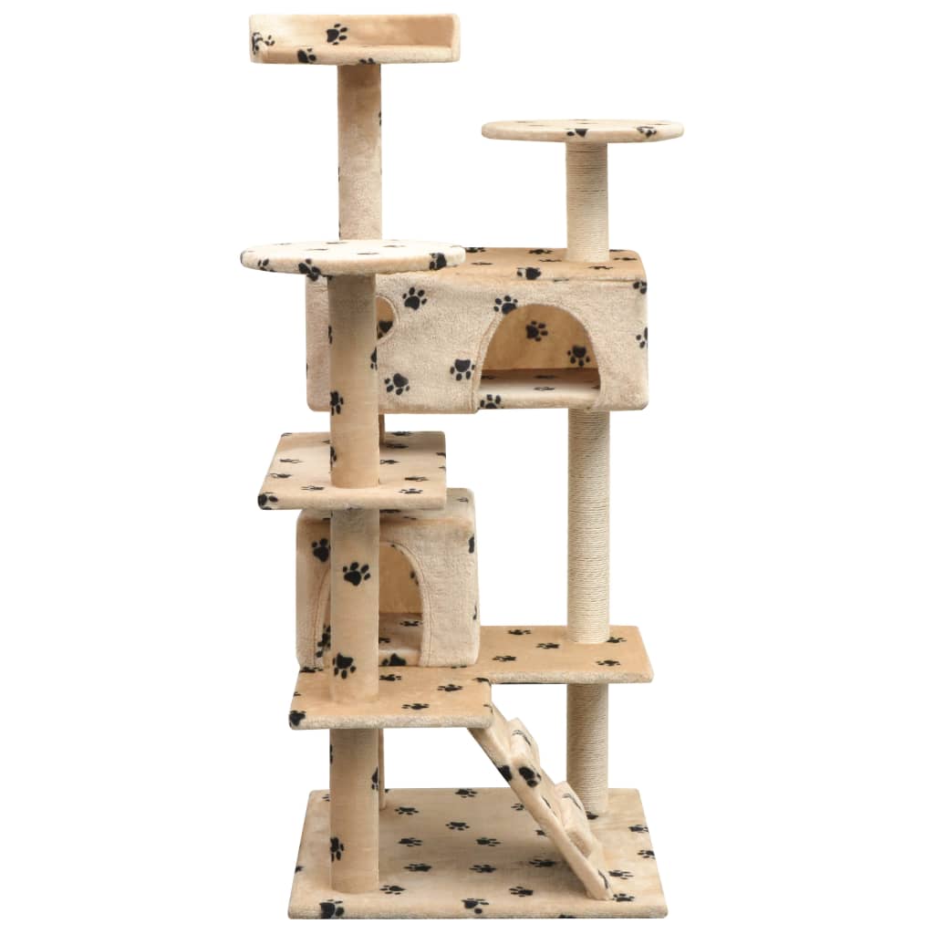Vidaxl Cat Scratching Post med sisal skrabe poster 125 cm pootprint print beige