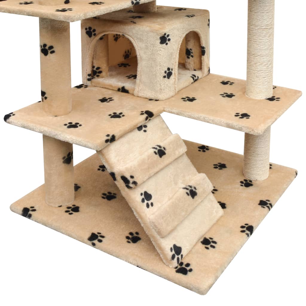 Vidaxl Cat Scratching Post med sisal skrabe poster 125 cm pootprint print beige
