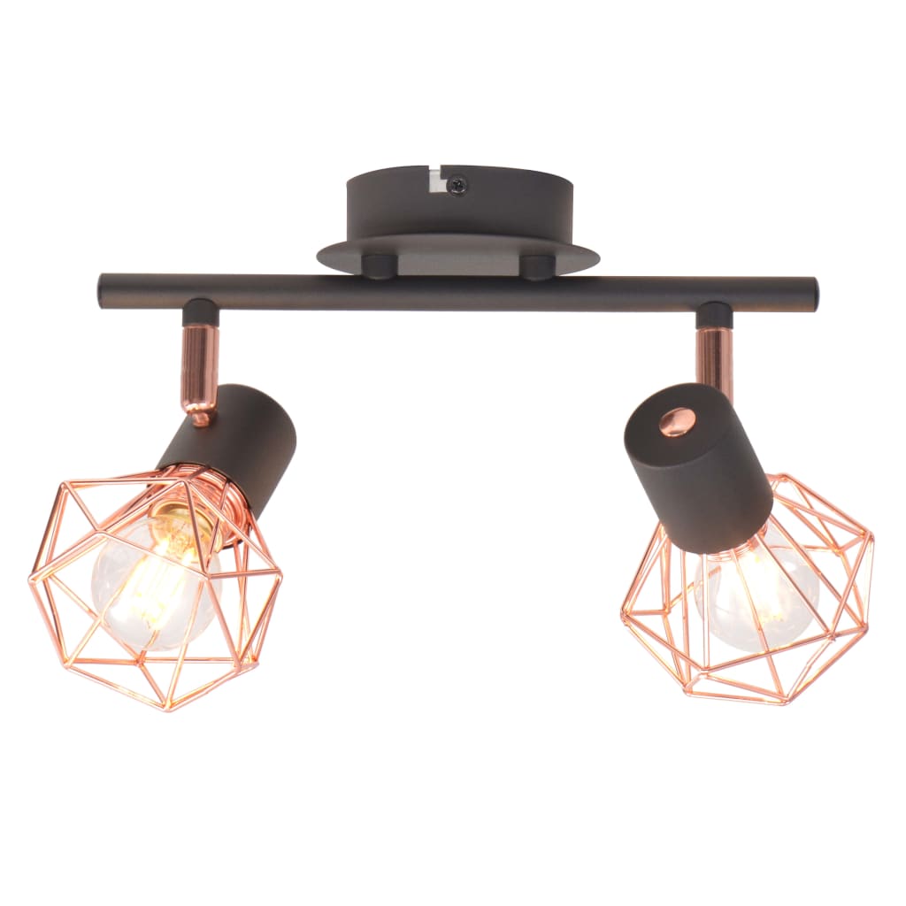 Vidaxl taklampa med 2 spotlight E14 svart och koppar