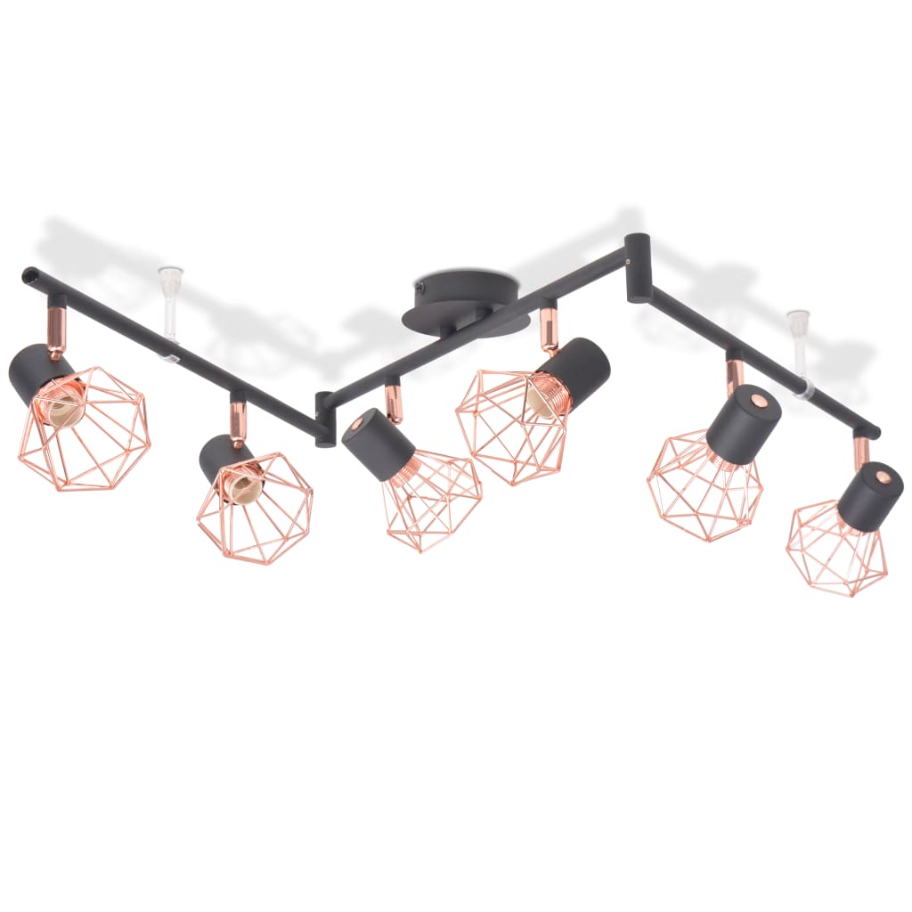Vidaxl ceiling lamp with 6 spotlights E14 Black and copper