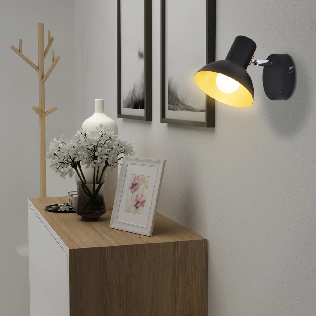 Lampade a parete Vidaxl per 2 pere E27 nere e oro 2 m