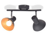 Vidaxl plafondlamp voor 2 peertjes e27 zwart en goudkleurig