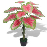 Vidaxl Artificial Plant Caladium with pot 85 cm green and red